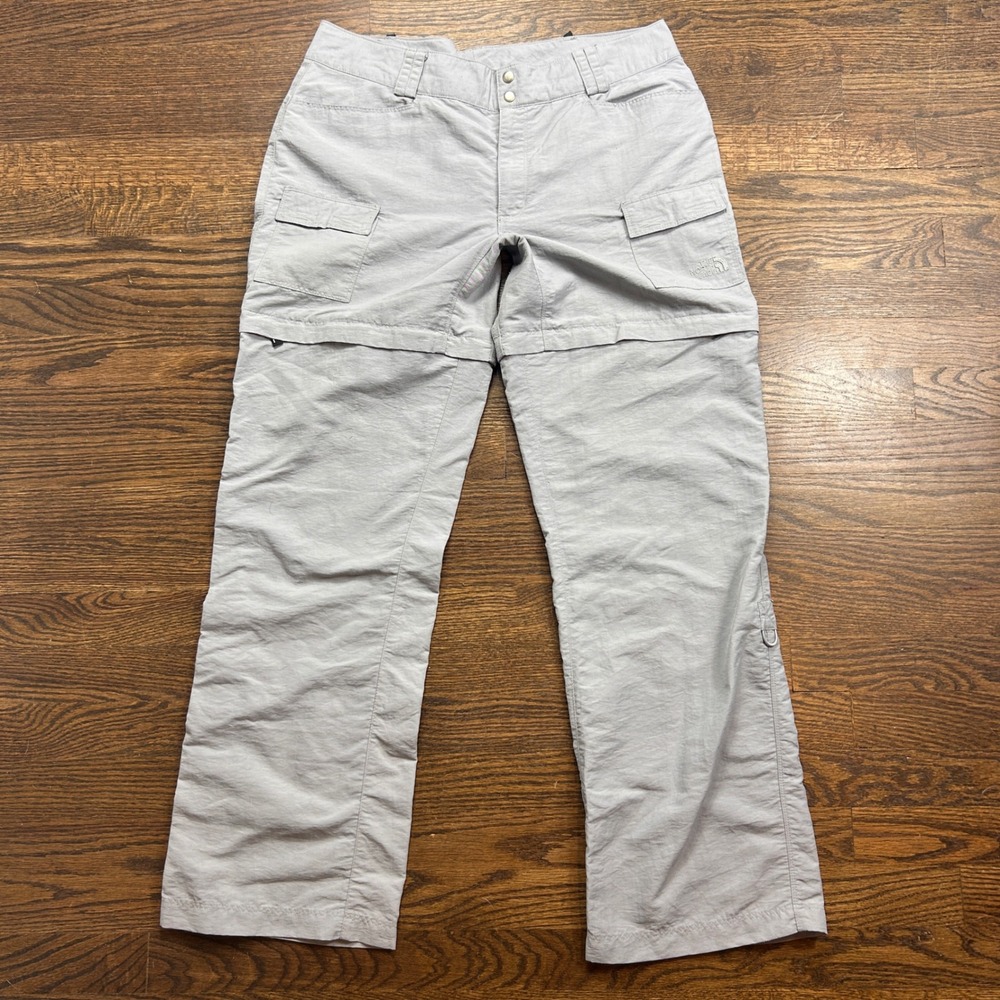 The North Face Womens 12 Convertible Hiking Pants Gray Zip Off Cargo Outdoor